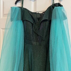 Emerald Xscape off shoulder gown Oz Ozma Wicked cosplay wizard of Oz